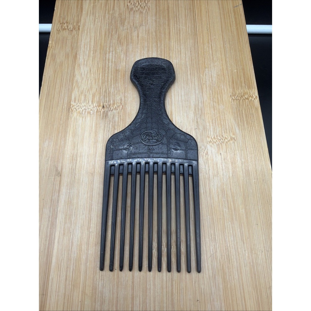 Goody Hair Lift Pick Comb BLACK Plastic Crocodile Textured Vintage 80s'